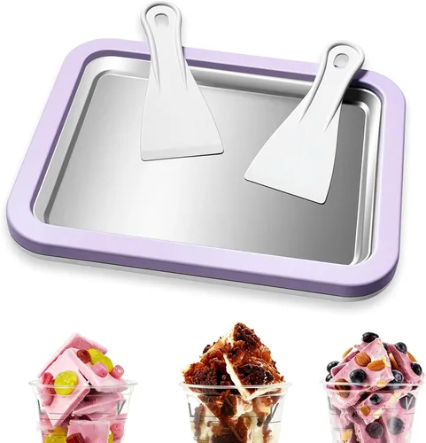 Miniatura 9 de Máquina de helados instantáneos, máquina de helados enrollados con 2 espátulas, yogur helado casero para actividades divertidas de padres e hijos