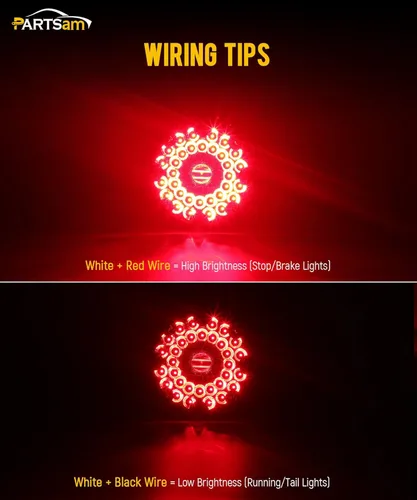 Miniatura 3 de Partsam 2 luces traseras redondas de tránsito de 7 pulgadas, color rojo, 36 LED, luz LED roja de 7 pulgadas, luz trasera de camión STT, luces