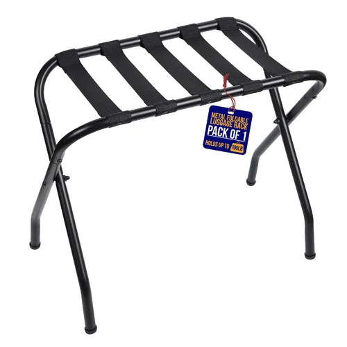 Miniatura 10 de Lifemaster Portaequipajes de metal – Paquete de 4 soportes plegables, fáciles de montar, ahorro de espacio y elegante marco de acero para maletas