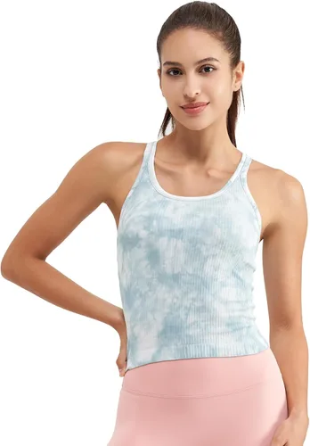 Miniatura 89 de sphinx cat - Camiseta corta de entrenamiento para mujer, camiseta sin mangas, acanalada, con espalda cruzada y brasier integrado
