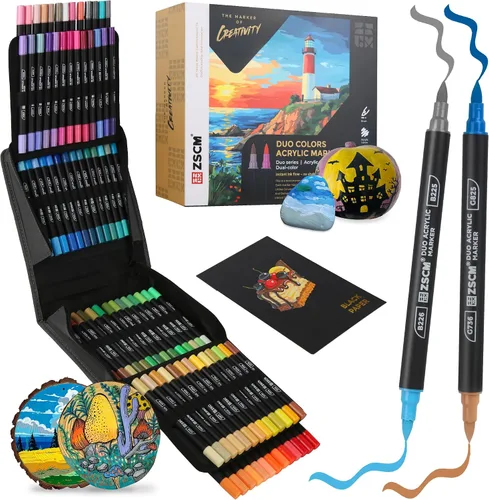 Marcadores de pintura acrílica de doble punta de 160 colores, 80 bolígrafos de pintura de punta de pincel de doble color, rellenos de calcetines