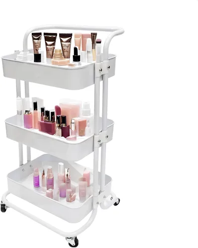 FixtureDisplays® Carrito rodante de 3 niveles para el hogar y el negocio Suministros de artesanía de almacenamiento Organización Carrito con ruedas