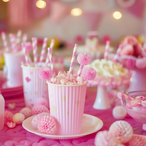 Miniatura 7 de PakTalk Paquete de 100 pajitas de papel rosa bebé para beber, desechables y biodegradables para cumpleaños, bodas, baby showers