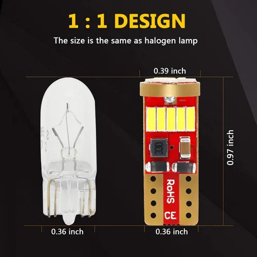Miniatura 4 de PHINLION Bombillas LED de 500 lúmenes, 194 bombillas LED de 6000 K, color blanco, superbrillante, 168 2825 W5W T10, cuña LED de repuesto