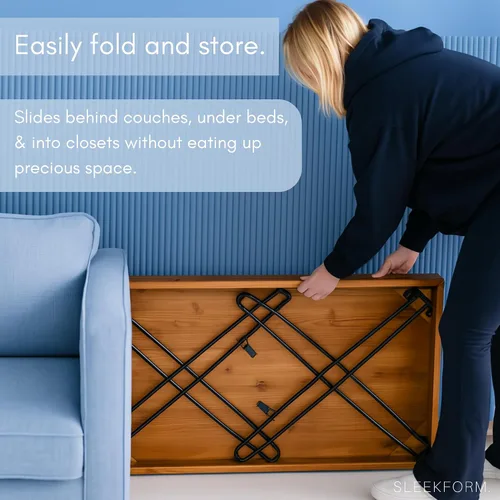 Miniatura 3 de Sleekform Mesa plegable de madera – Escritorio plegable portátil – Escritorios plegables fáciles de montar para espacios pequeños – Mesas