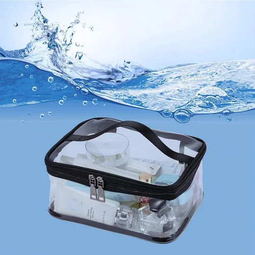 Miniatura 5 de Bolsa de maquillaje con cremallera impermeable portátil bolsa de almacenamiento de viaje 2 uds., Negro -, Pvc