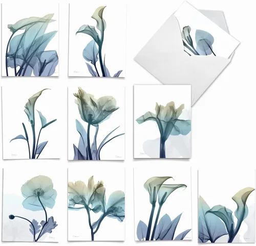 Miniatura 13 de The Best Card Company - 10 tarjetas de notas en caja con flores - Tarjetas de notas florales surtidas en blanco a granel (4 x 5.12 pulgadas)