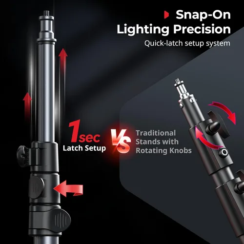 Miniatura 7 de SMALLRIG Soporte de luz ajustable para fotografía de 74.8 pulgadas/6.23 pies, carga máxima de 8.8 libras, soporte de trípode de iluminación compacto