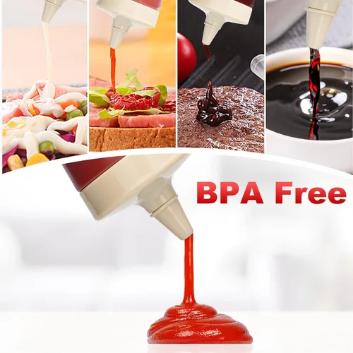 Miniatura 5 de Botella exprimidora de condimentos,Botella exprimidora de ketchup,Botella de plástico para apretar, 12 oz (gris)