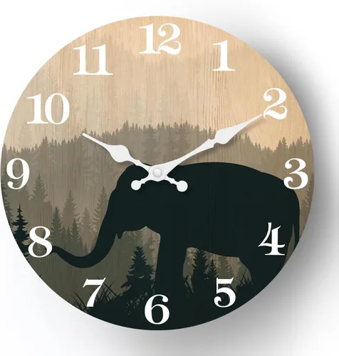 Miniatura 12 de XFM Reloj de Pared de Oso de Cabaña Operado con Batería de 10 Pulgadas Silencioso de Madera Relojes de Pared Rústicos de Granja para Decoración