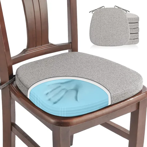 Miniatura 7 de SINOSSO Paquete de 4 cojines de espuma viscoelástica para sillas de comedor, tela tejida amigable de 16 pulgadas en forma de U, cómodas almohadillas