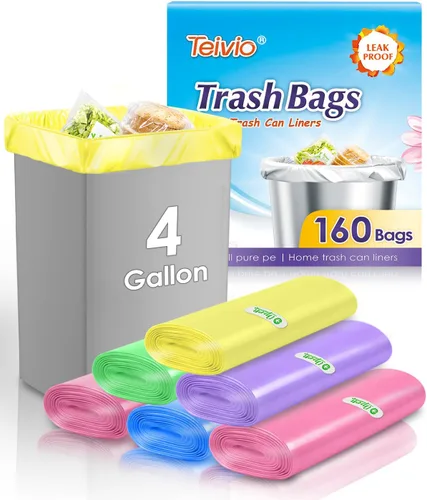Miniatura 12 de Bolsas de basura pequeñas de 3 galones 120 unidades Bolsas de basura fuertes y coloridas, bolsas de basura pequeñas, forros para botes de basura