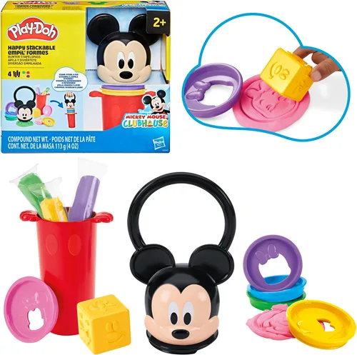 Play-Doh Disney Junior Mickey Mouse Clubhouse, juego de juguetes apilables felices, juguetes preescolares, regalos de manualidades y arte para niños