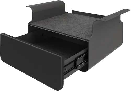 Miniatura 9 de Vari Cajón de acero para debajo del escritorio, organizador de almacenamiento delgado para debajo del escritorio, accesorio de escritorios de pie