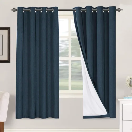 Miniatura 196 de H.VERSAILTEX Cortinas opacas de lino de 72 pulgadas de largo, 100% absolutamente opacas, con aislamiento térmico, con textura de lino, cortinas