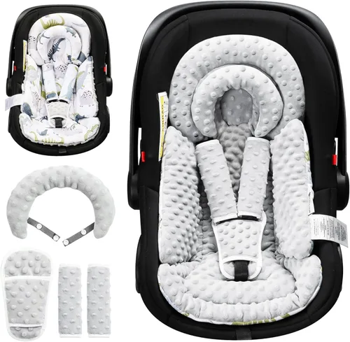 Miniatura 10 de BOMOLOUR Inserto de Asiento de Coche para Bebés con Cojín Removible para Recién Nacido, Inserto Reversible para Asiento de Coche con Soporte