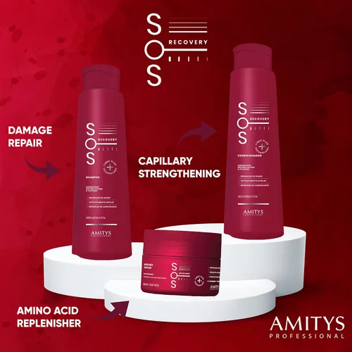 Miniatura 4 de Acondicionador de recuperación SOS, reparación del cabello dañado, hidratante, cabello liso y sedoso, aminoácidos esenciales, proteína de seda