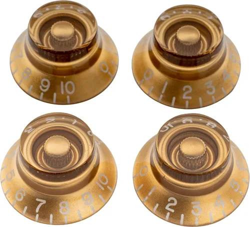 Miniatura 12 de Musiclily Pro Inch USA LP - Perillas finas de campana de 24 líneas para guitarra eléctrica Les Paul CTS Macetas, color ámbar (juego de 4)