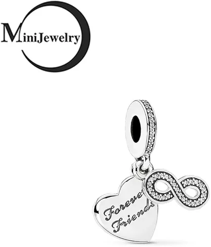 Miniatura 3 de MiniJewelry Forever Friends - Dije de corazón para pulseras, collares, colgantes, cumpleaños, Navidad, infinito BFF de plata de ley, Plata Zirconia
