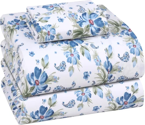 Miniatura 114 de RUVANTI Juego de sábanas divididas tamaño King de 100 % algodón para cama ajustable, 5 piezas, ropa de cama de tejido de percal suave y Guisante