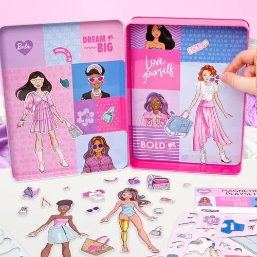 Miniatura 2 de Barbie D.I.Y. Juego magnético de 75 piezas, 3 muñecas magnéticas, manualidades para niños de 4 a 8 años, regalos de cumpleaños para niñas de 4 años