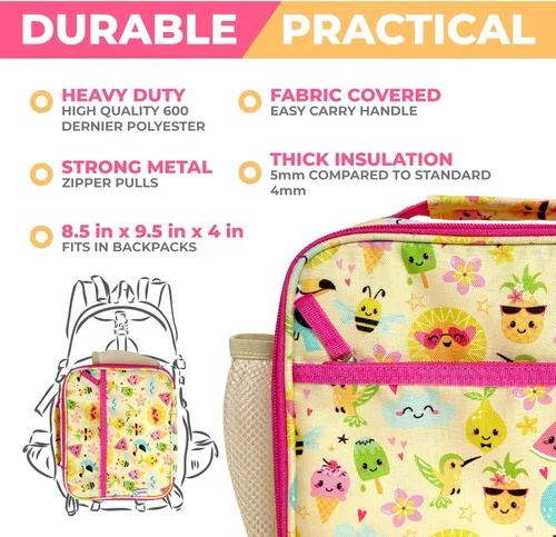 Miniatura 6 de Lonchera Bento con bolsa aislada, juego de botella de agua para niños pequeños, 5 secciones de porciones, bandeja extraíble sin BPA, almuerzos