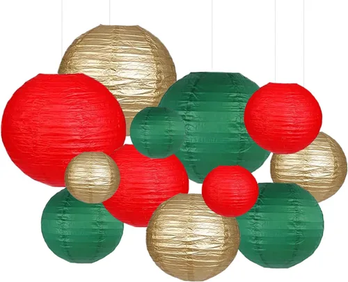 Miniatura 23 de Linternas de papel decorativas verdes y naranjas, 15 piezas, para colgar en fiestas de despedida de soltera, boda, cumpleaños, baby shower
