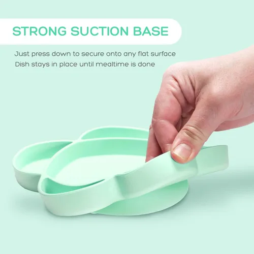 Miniatura 4 de Grabease Juego de platos y cuencos de silicona para bebés, base de succión fuerte y cuencos con succión, fomenta la autoalimentación con utensilios