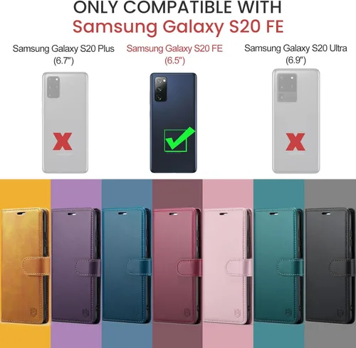 Miniatura 2 de FLIPALM Funda tipo cartera para Samsung Galaxy S20 FE 5G, bloqueo RFID, tarjetero de crédito, de piel sintética, función atril, funda protectora a