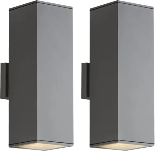 Miniatura 11 de mirrea Moderna luz de porche al aire libre en 2 luces con tubo rectangular de aluminio y cubierta de vidrio templado, aplique de pared impermeable