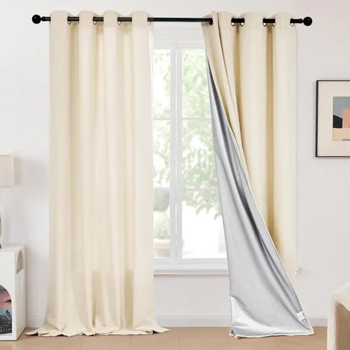 Miniatura 14 de Deconovo - Cortinas opacas para dormitorio con ojales, cortinas sólidas con aislamiento térmico, bloquean el calor, oscurecen la habitación, ahorran