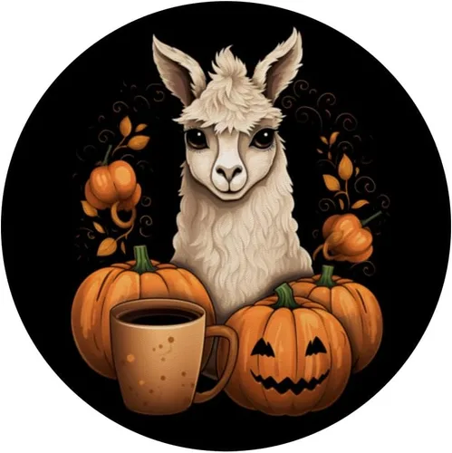 Miniatura 3 de Llama Alpaca Calabaza Especias Latte Otoño Acción de Gracias Halloween PopSockets Estándar PopGrip