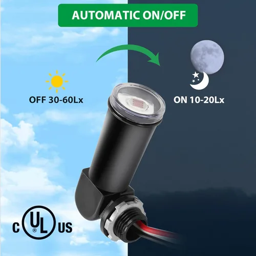 Miniatura 2 de Paquete de 1 sensor fotoeléctrico para exteriores, control de iluminación de conducto de montaje giratorio del atardecer al amanecer con fotocélula