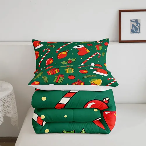 Miniatura 5 de Erosebridal Juego de edredón con gorro de Navidad, calcetines de Navidad, regalo de Navidad, decoración de ropa de cama, relleno de edredón de Feliz