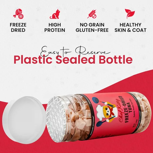 Miniatura 7 de Golosinas de atún liofilizadas para gatos y perros – 100% capturado en la naturaleza, un solo ingrediente, alto en proteínas, aperitivo saludable