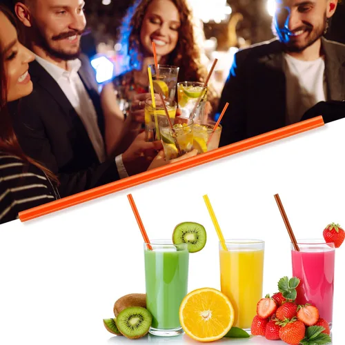 Miniatura 4 de Umigy 150 popotes de plástico desechables para Acción de Gracias, color naranja, amarillo y marrón, envueltos para suministros de fiesta de otoño