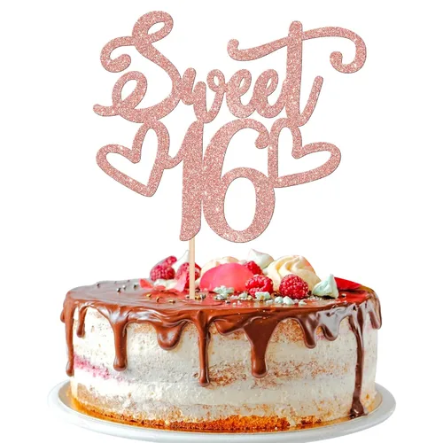 Miniatura 20 de 24 piezas de decoraciones para cupcakes de 16 cumpleaños con purpurina, ¡Hola 16! Dulces 16 desde 2008, púas para cupcakes de 16 años para celebrar