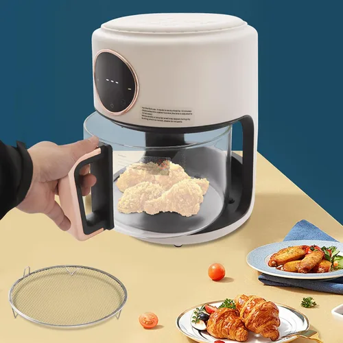 Miniatura 2 de Freidora de aire turbo de vidrio de 4.2L, freidora aireada visible de 360° 110V, pantalla táctil digital de 1200 W para hogar y restaurante