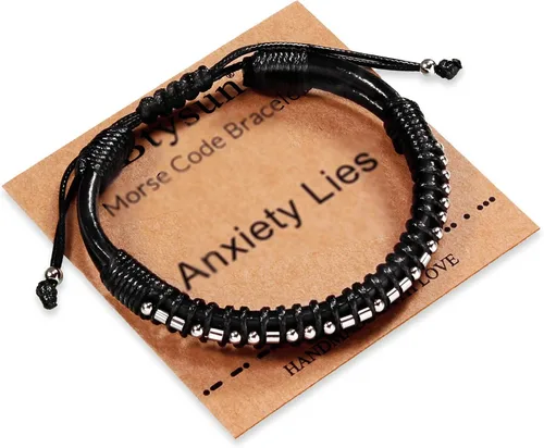 Regalos inspiradores para hombres, pulseras con código morse, pulseras para hombre, regalos de cumpleaños, aniversario, graduación, día del padre,