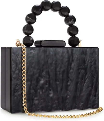Monederos acrílicos de noche, bolso de mano de mármol para mujer, bolso cruzado con cadena de perlas, formal, boda, fiesta de graduación