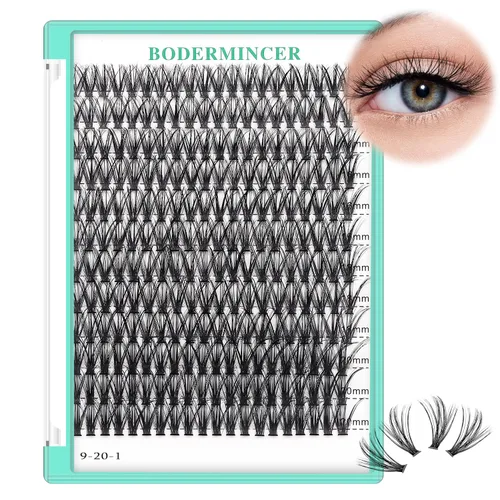 Miniatura 30 de Bodermincer - Bandeja grande de 240 pestañas de rizo D de 0.3 a 0.8 pulgadas (8 a 20 mm) para elegir, pestañas postizas individual para maquillaje