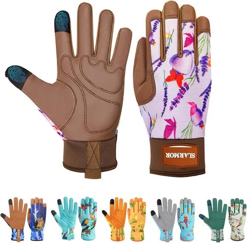 Miniatura 8 de Guantes de jardín de cuero para mujer, guantes de trabajo a prueba de espinas para desmalezar, cavar, plantar, podar guantes de jardín