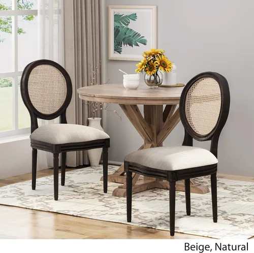 Miniatura 3 de GDFStudio Sillas de comedor de madera con cojines (juego de 2), beige, natural y negro