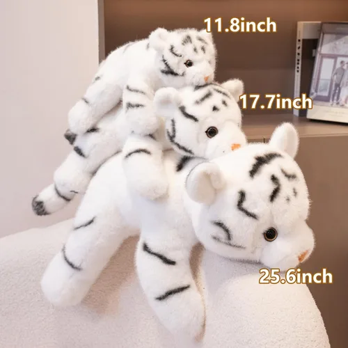 Miniatura 2 de Animal de peluche con peso de tigre blanco, almohada de peluche de tigre con peso de 17.7 pulgadas, juguetes de peluche de tigres suaves, almohada