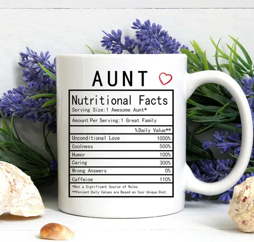 Miniatura 4 de Auntie Nutrition Facts - Taza de café de 11 onzas, caja de regalo para tía, tía de sobrino, sobrina, día de la madre, regalos de cumpleaños