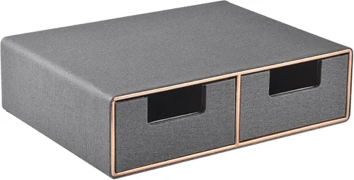 Miniatura 10 de Organizador de escritorio de cuero de lino con cajones, mini organizador de cajones de escritorio, apilable, multifuncional, caja de almacenamiento