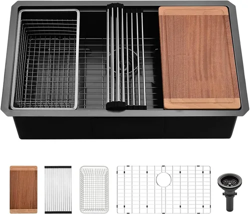 Miniatura 14 de Fregadero de Barra Negro de 10 Pulgadas Bajo Encimera-VASOYO 10x18 Fregadero de Barra Húmeda Bajo Encimera Pequeños Fregaderos de Cocina para RV