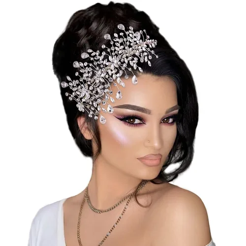 ULAPAN Peine de pelo con diamantes de imitación plateados para damas, accesorio para el cabello para novia, boda, baile, ocasiones especiales