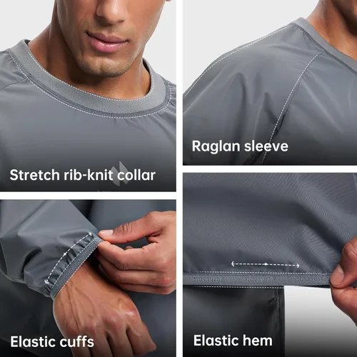 Miniatura 5 de HOTSUIT Traje de sauna para hombre, traje de sudor, chaqueta de entrenamiento duradera para gimnasio B. Chaqueta gris solamente