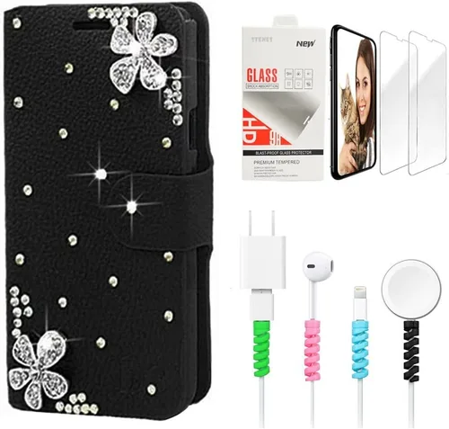 Miniatura 8 de Bling SSBLDwSPCPSeries-13 - Funda de piel con tapa y protector de pantalla y cable